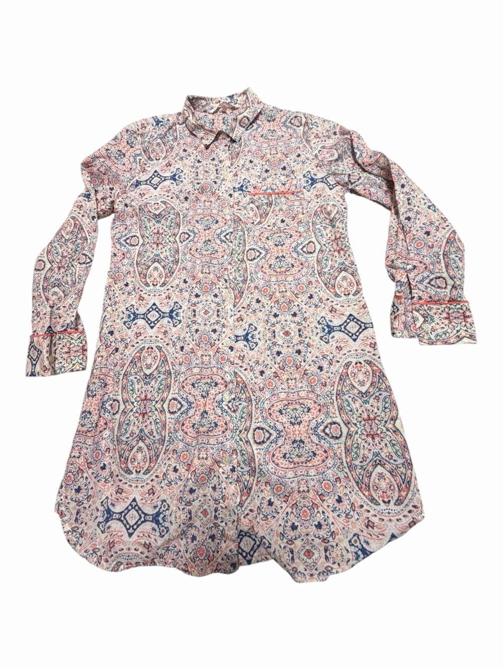 Victoria’s Secret Paisley Cotton Modal Button Front Sleep Shirt Nightshirt S